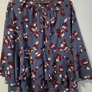 Lane Bryant Floral Blue and Red Women's Blouse